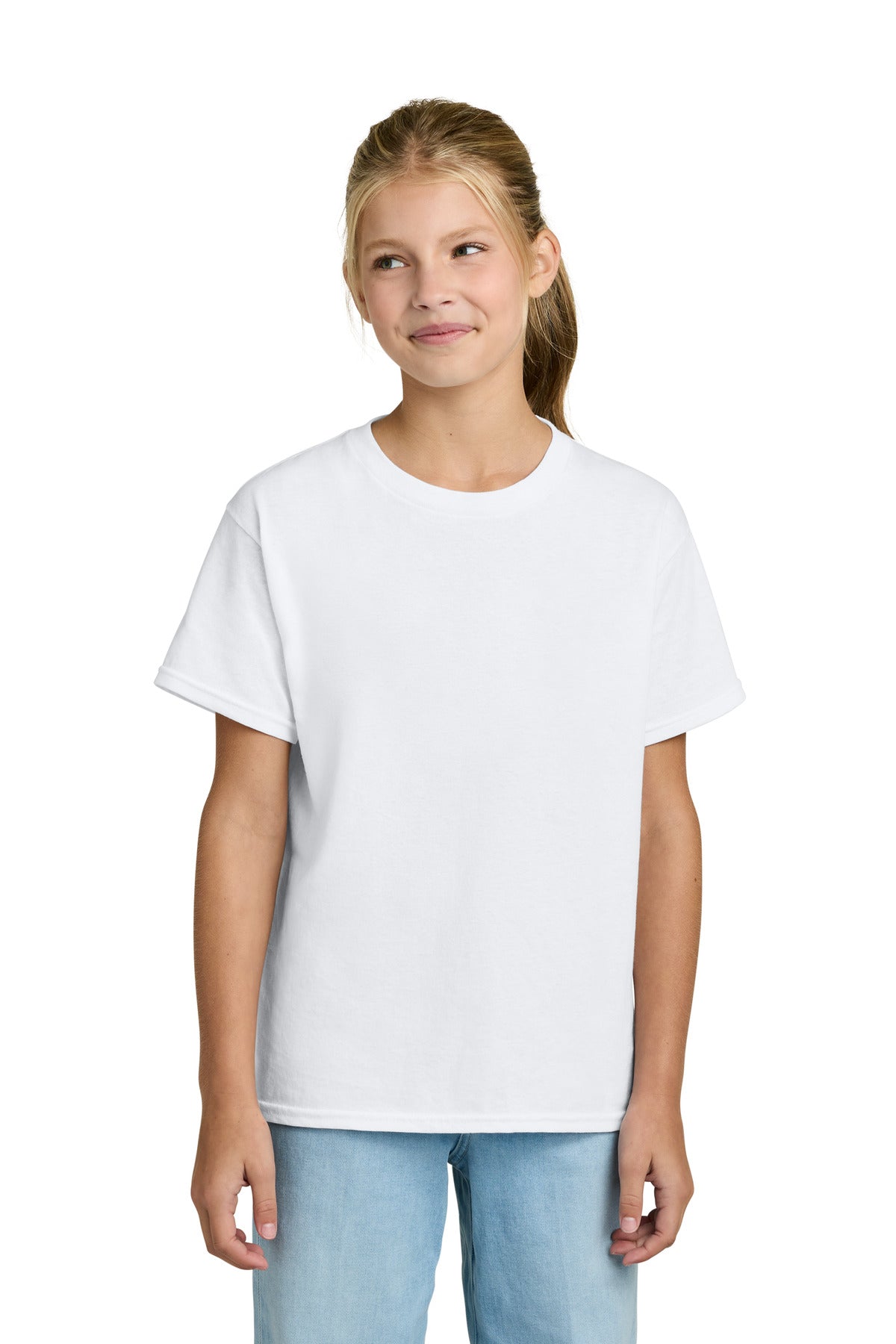 Gildan Youth Light Cotton Tee - White - front