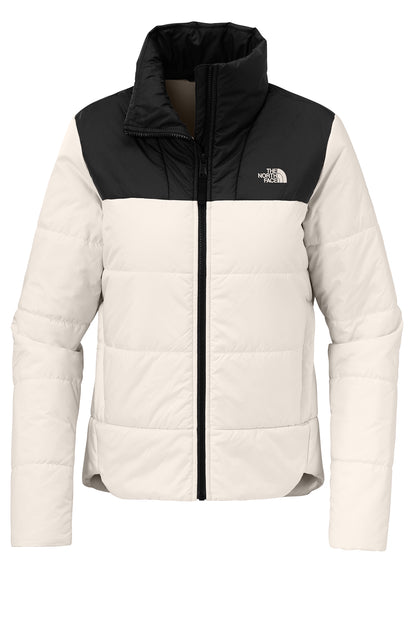 The North Face Women's Chest Logo Everyday Insulated Jacket in Vintage White, front flat