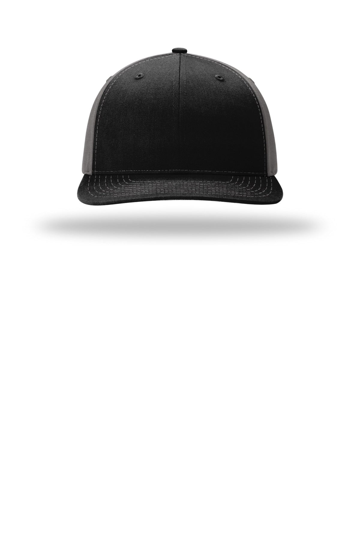 Richardson Solid Twill Trucker - Black/ Charcoal - flat front