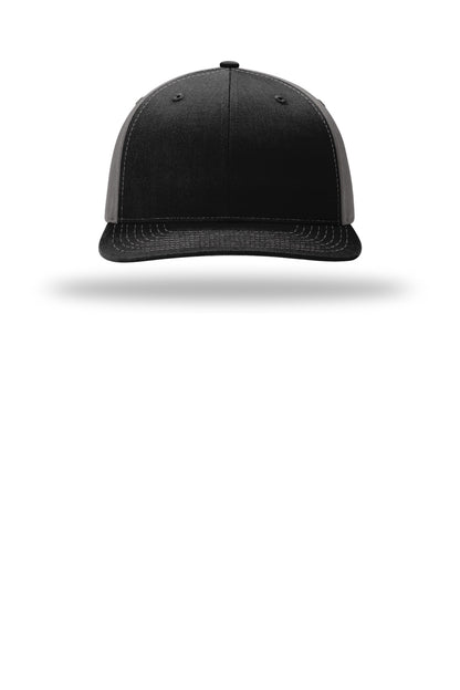 Richardson Solid Twill Trucker - Black/ Charcoal - flat front