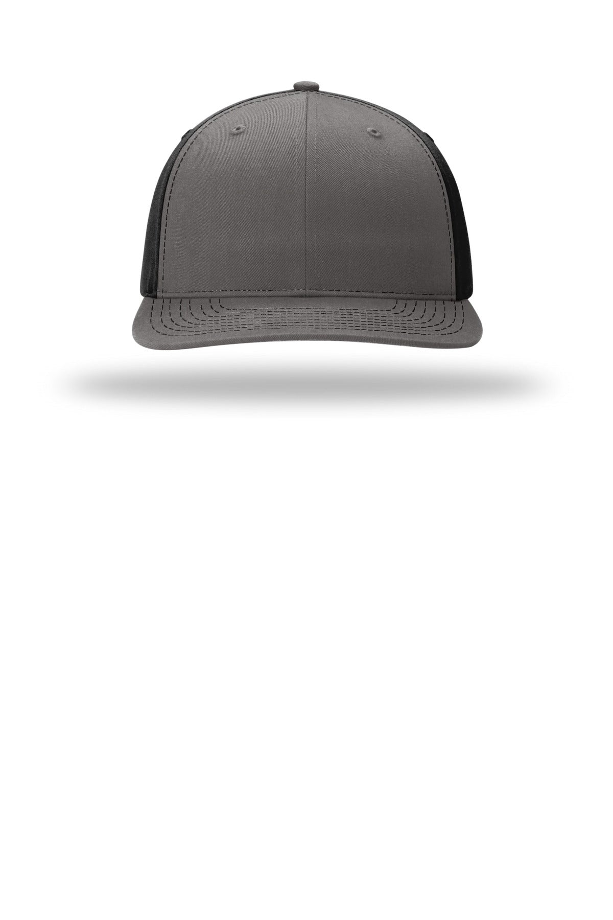 Richardson Solid Twill Trucker - Charcoal/ Black - flat front