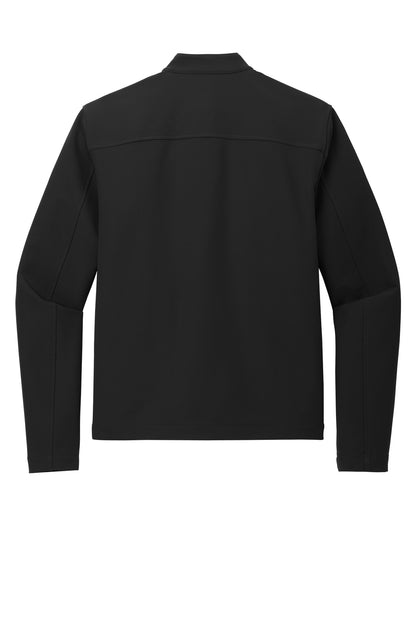 Mercer+Mettle Stretch Soft Shell Jacket in Deep Black, back flat