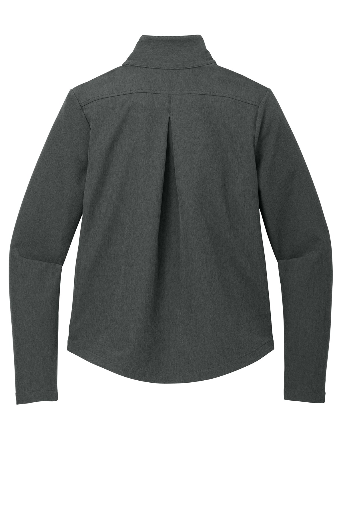 Mercer+Mettle Women’s Stretch Soft Shell Jacket in Anchor Grey Heather, back flat