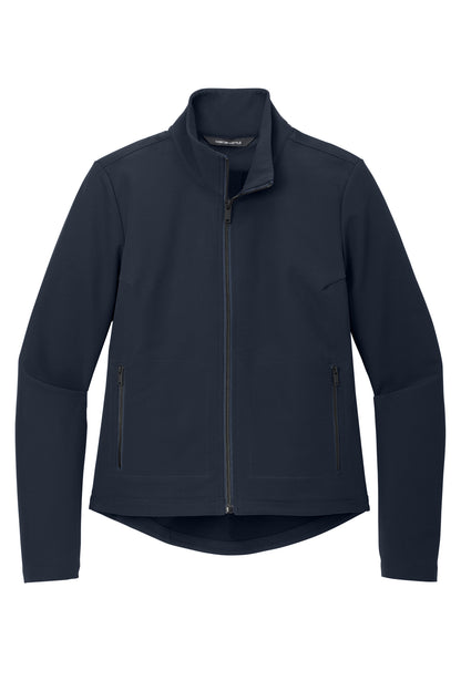 Mercer+Mettle Women’s Stretch Soft Shell Jacket in Night Navy, front flat