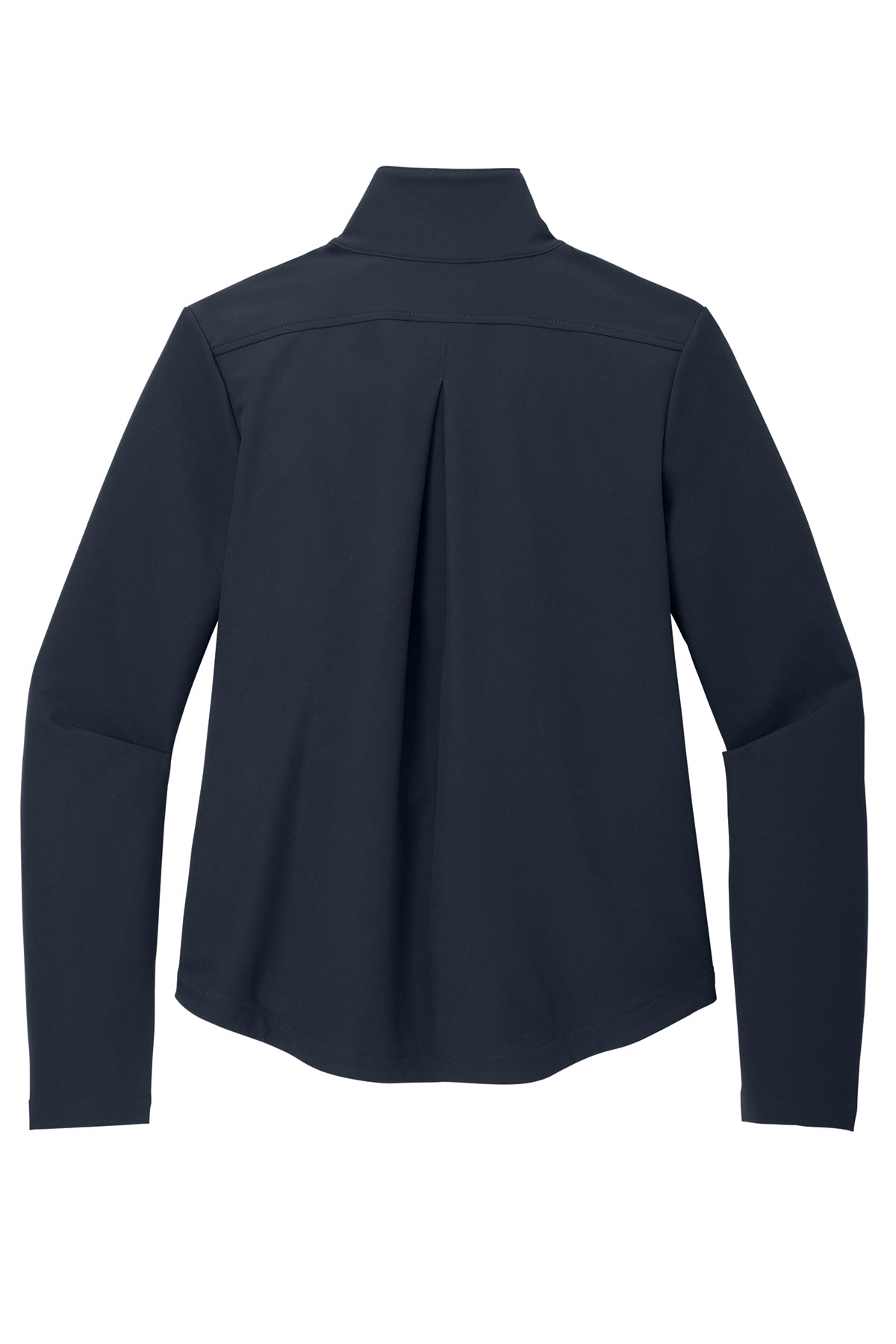Mercer+Mettle Women’s Stretch Soft Shell Jacket in Night Navy, back flat