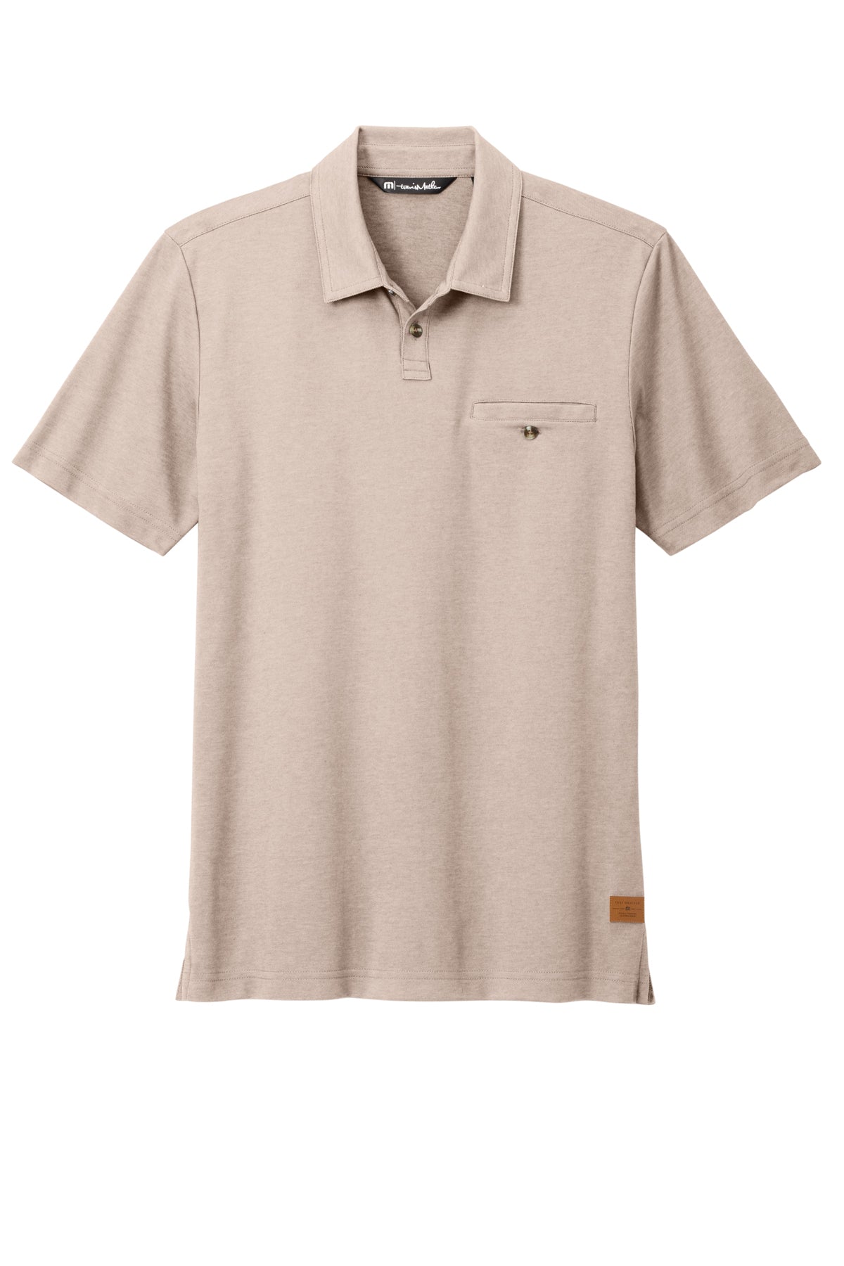 TravisMathew Sunsetters Pocket Polo in Portabella Heather, front flat