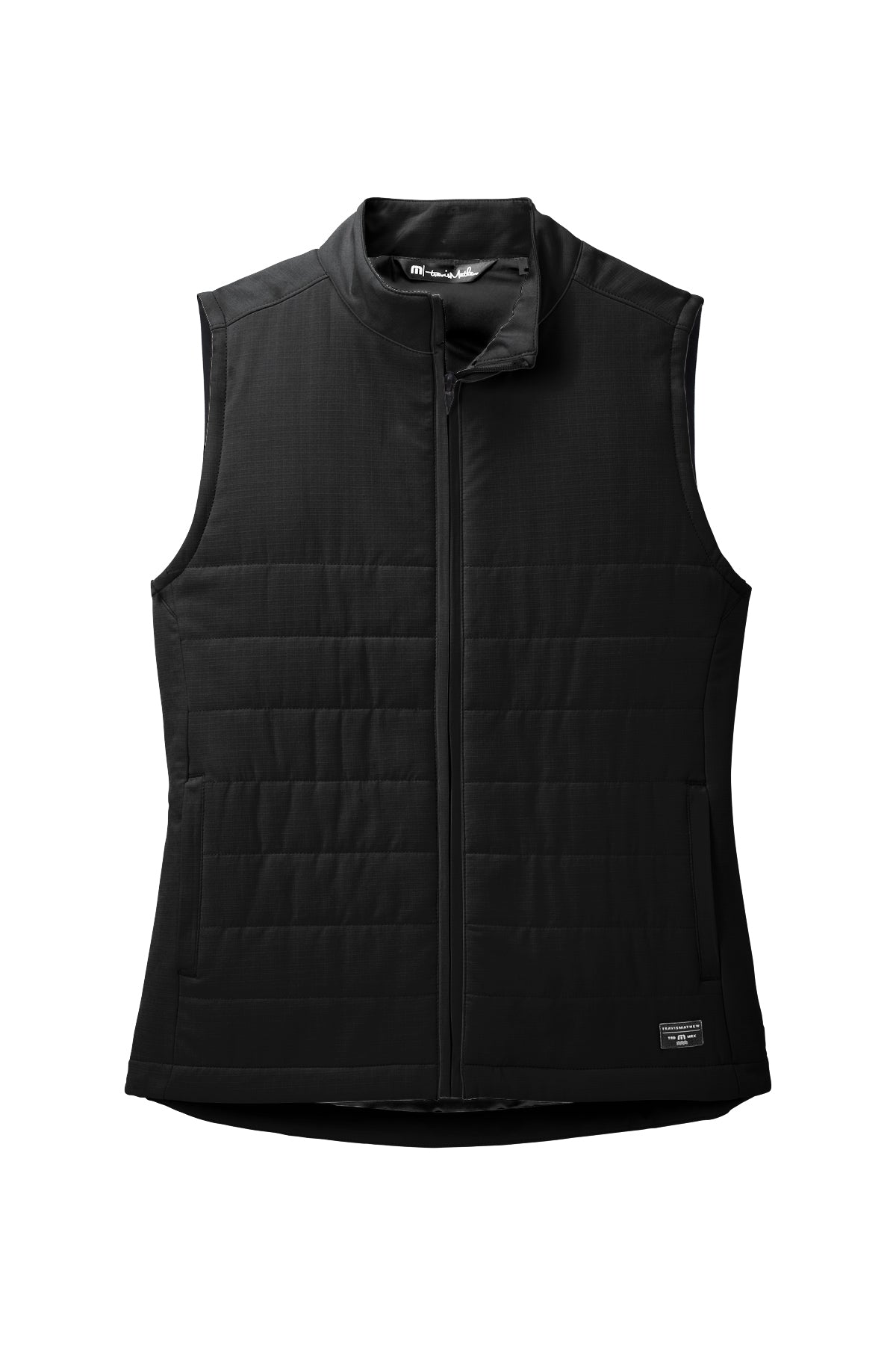 TravisMathew Women's Cold Bay Vest in Black, front flat