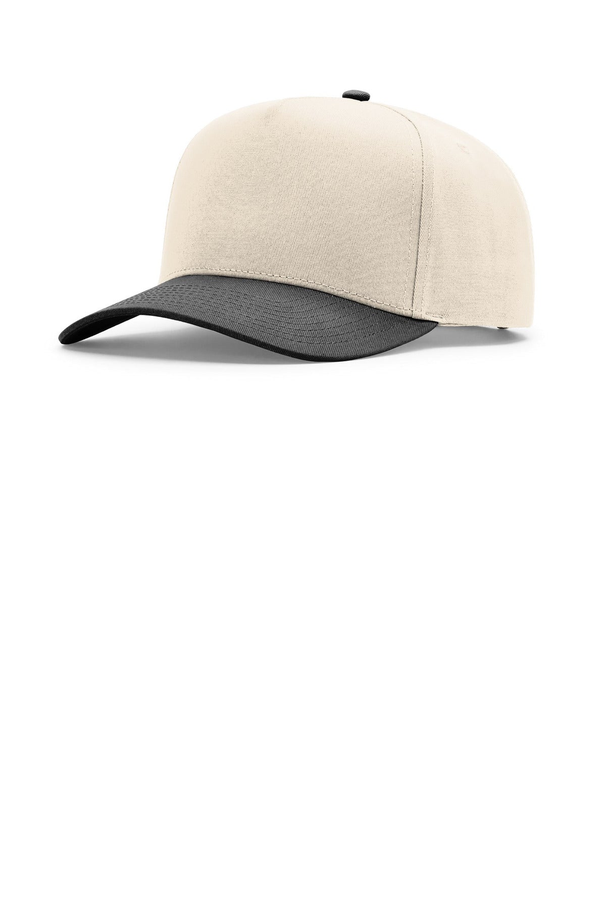 Richardson Full Fabric 5-Panel Champ - Cream/ Cream/ Black - front