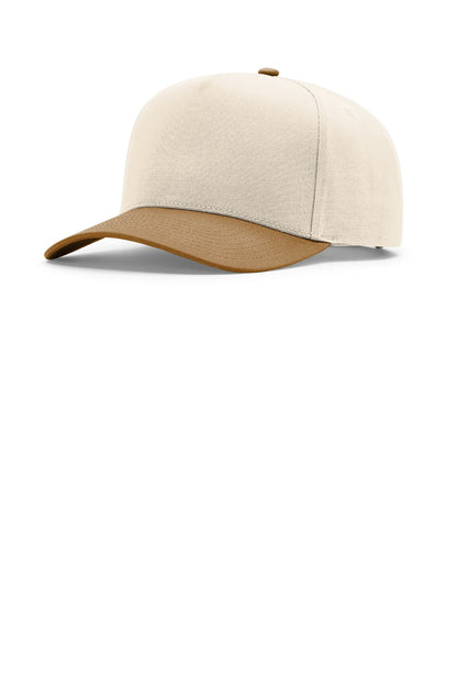 Richardson Full Fabric 5-Panel Champ - Cream/ Cream/ Caramel - front