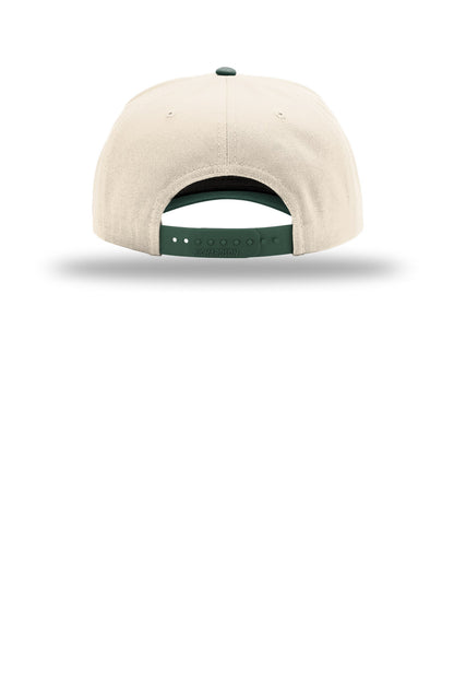 Richardson Full Fabric 5-Panel Champ - Cream/ Cream/ Dark Green - flat back