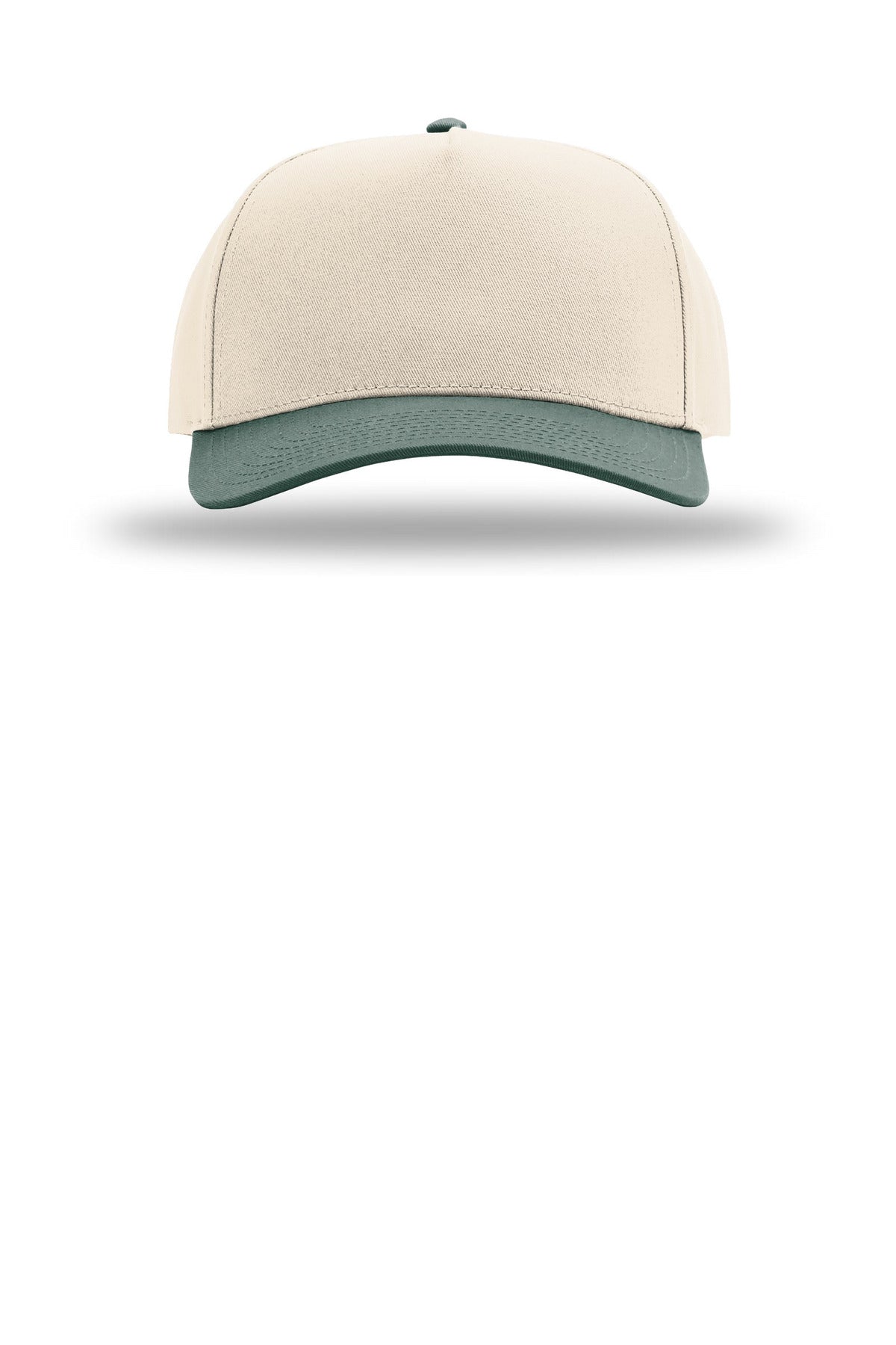 Richardson Full Fabric 5-Panel Champ - Cream/ Cream/ Dark Green - flat front