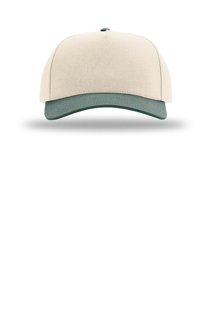 Richardson Full Fabric 5-Panel Champ - Cream/ Cream/ Dark Green - flat front