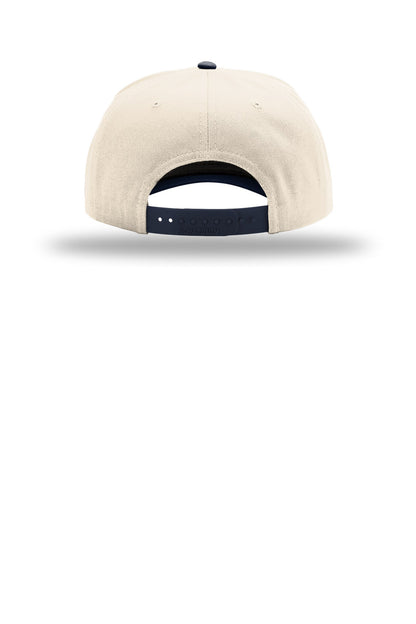 Richardson Full Fabric 5-Panel Champ - Cream/ Cream/ Navy - flat back