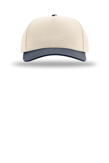 Richardson Full Fabric 5-Panel Champ - Cream/ Cream/ Navy - flat front