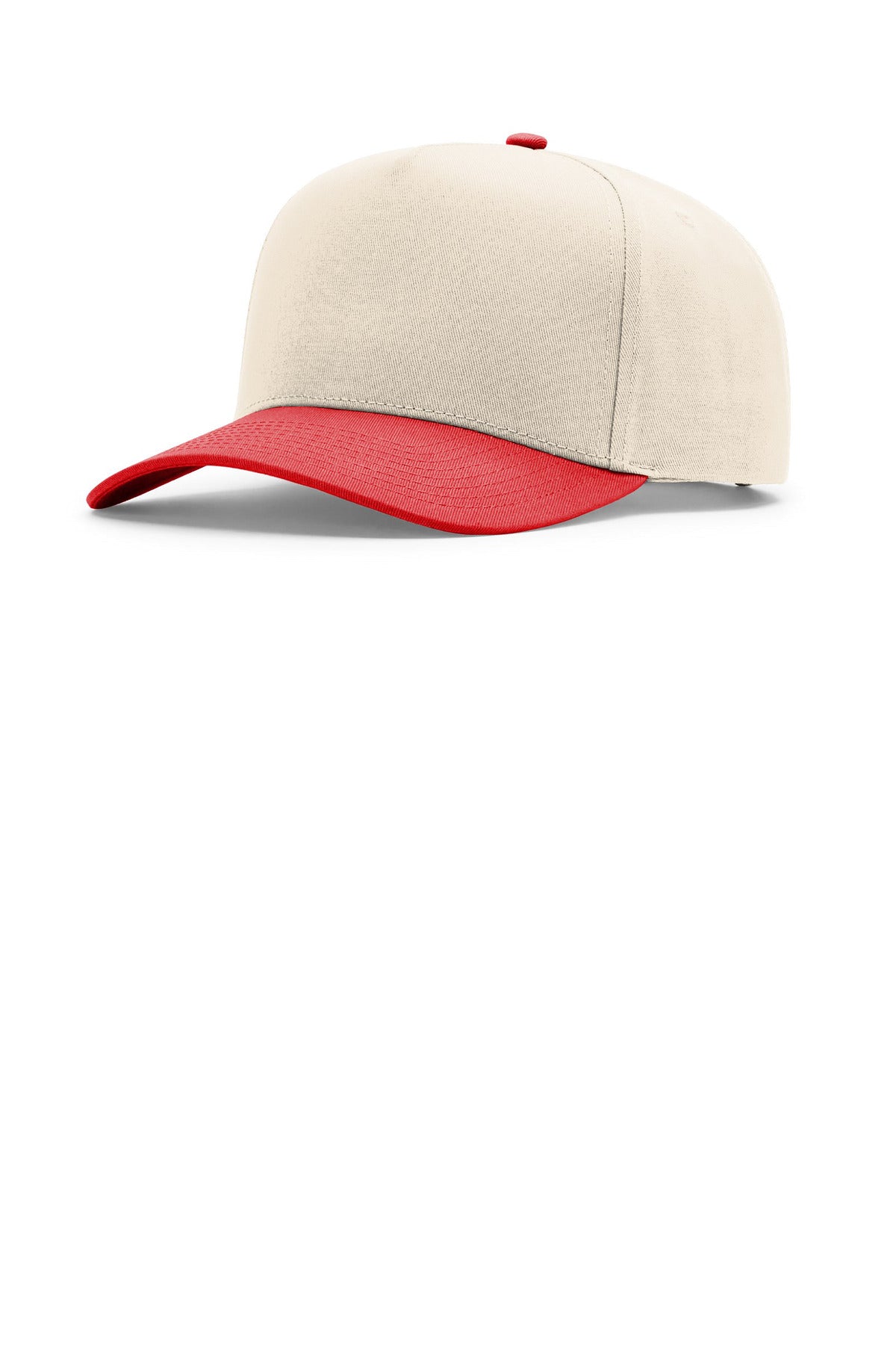 Richardson Full Fabric 5-Panel Champ - Cream/ Cream/ Red - front