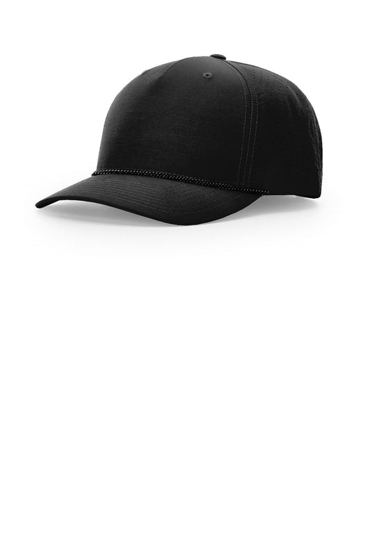 Richardson Laser Perf Performance Rope Cap - Black/ Black Grey - front