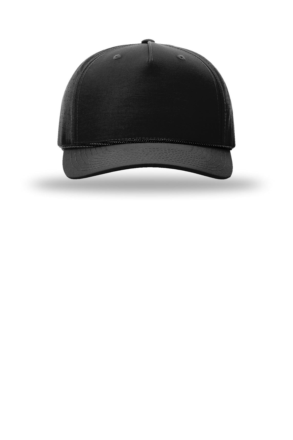 Richardson Laser Perf Performance Rope Cap - Black/ Black Grey - flat front