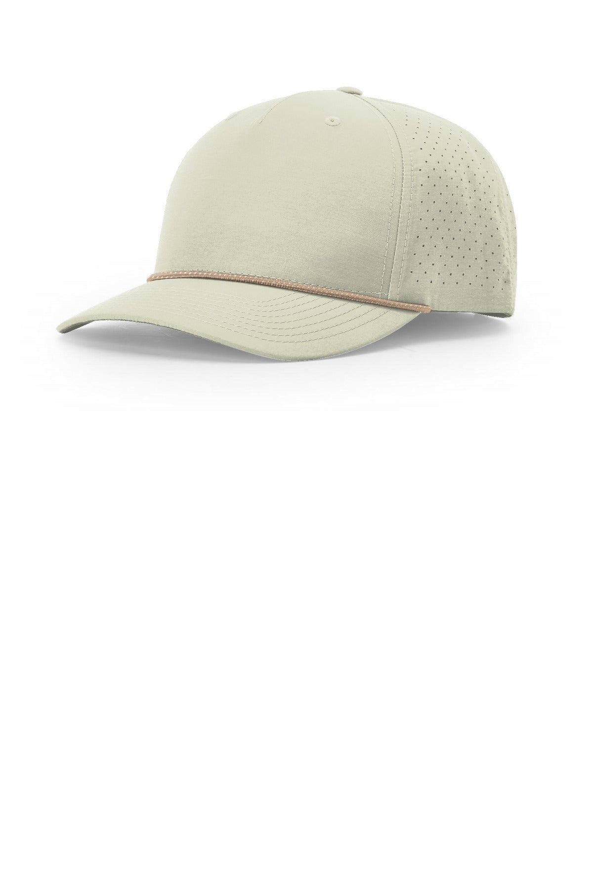 Richardson Laser Perf Performance Rope Cap - Oat Milk/ Elmwood White - front
