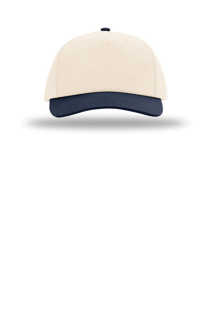 Richardson 5-Panel Relaxed Gramps - Cream/ Cream/ Navy - flat front