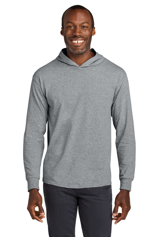 Jerzees Classics Unisex Cotton Long Sleeve Hooded T-Shirt - Athletic Heather - front