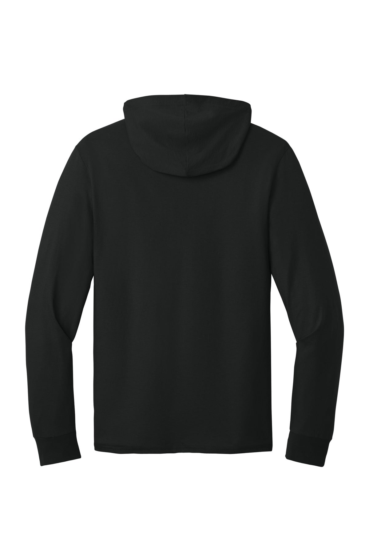 Jerzees Classics Unisex Cotton Long Sleeve Hooded T-Shirt - Black Ink - flat back