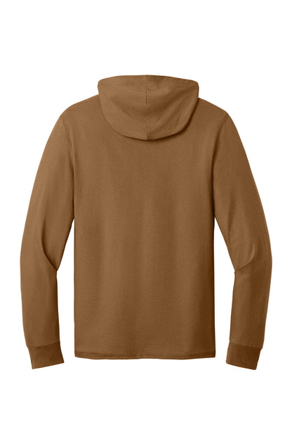 Jerzees Classics Unisex Cotton Long Sleeve Hooded T-Shirt - Golden Pecan - flat back
