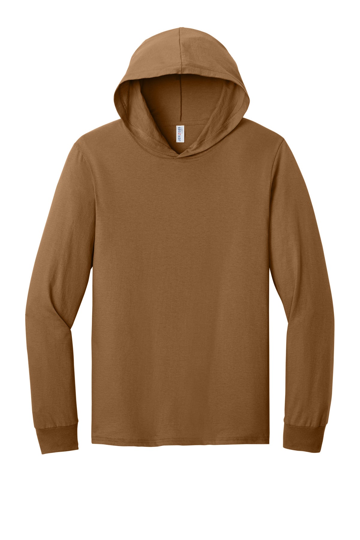 Jerzees Classics Unisex Cotton Long Sleeve Hooded T-Shirt - Golden Pecan - flat front