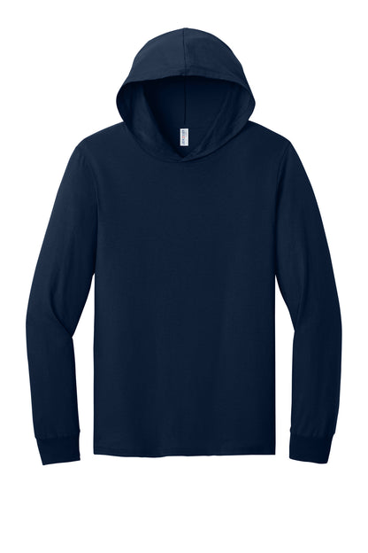 Jerzees Classics Unisex Cotton Long Sleeve Hooded T-Shirt - J. Navy - flat front