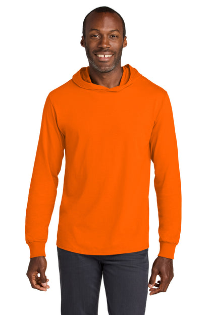 Jerzees Classics Unisex Cotton Long Sleeve Hooded T-Shirt - Safety Orange - front