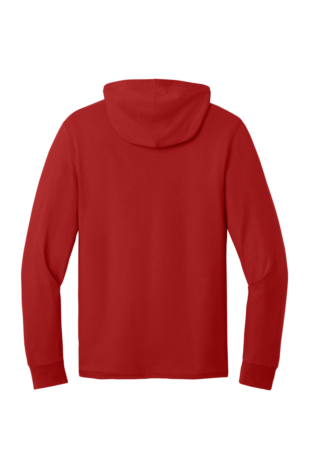 Jerzees Classics Unisex Cotton Long Sleeve Hooded T-Shirt - True Red - flat back