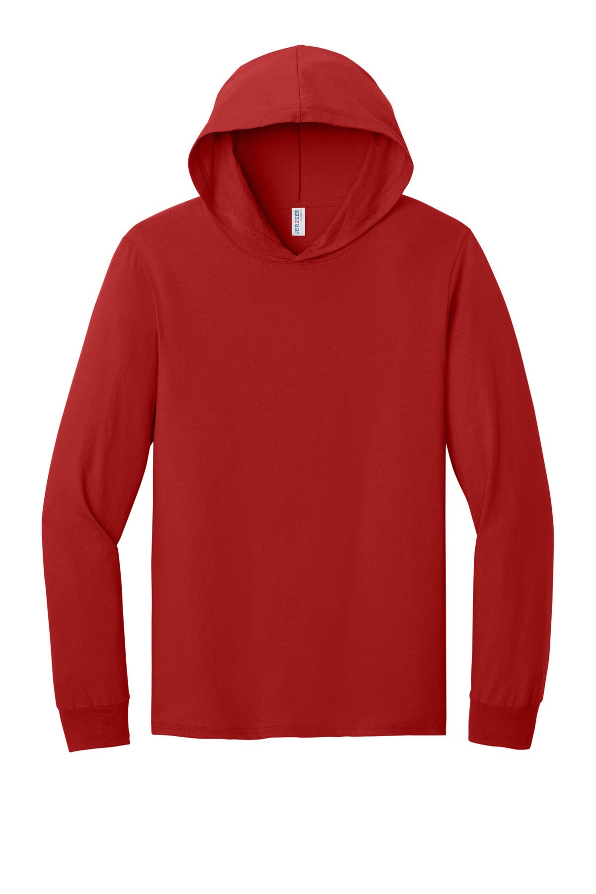 Jerzees Classics Unisex Cotton Long Sleeve Hooded T-Shirt - True Red - flat front