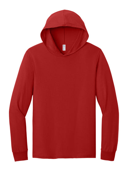 Jerzees Classics Unisex Cotton Long Sleeve Hooded T-Shirt - True Red - flat front