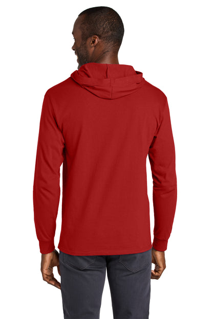 Jerzees Classics Unisex Cotton Long Sleeve Hooded T-Shirt - True Red - back