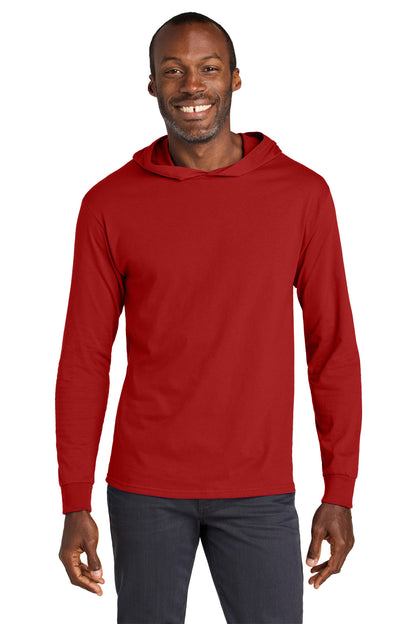 Jerzees Classics Unisex Cotton Long Sleeve Hooded T-Shirt - True Red - front
