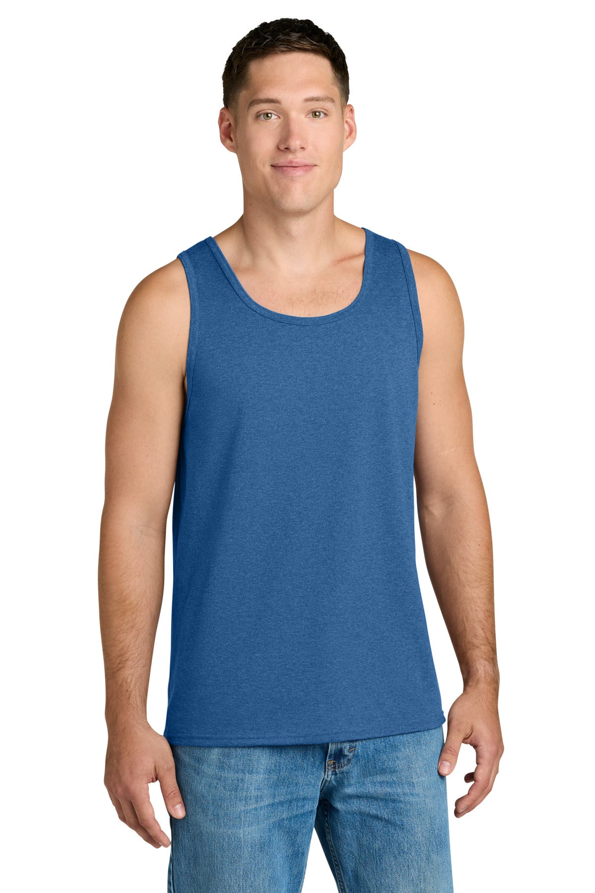Jerzees Classics Unisex Cotton Tank - Retro Heather Royal - front
