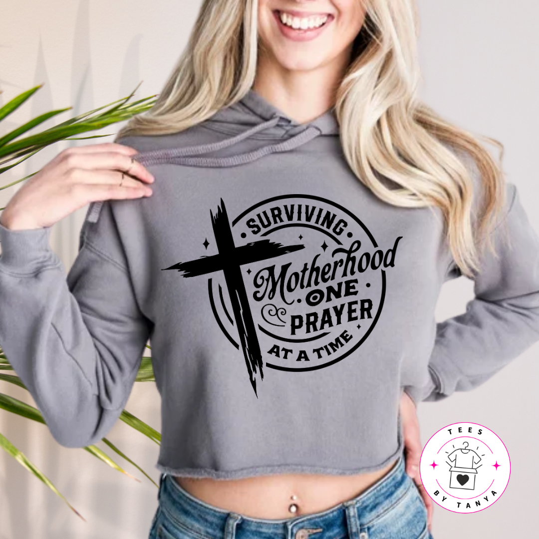 Surviving Motherhood One Prayer at a Time with a Cross Shirt
