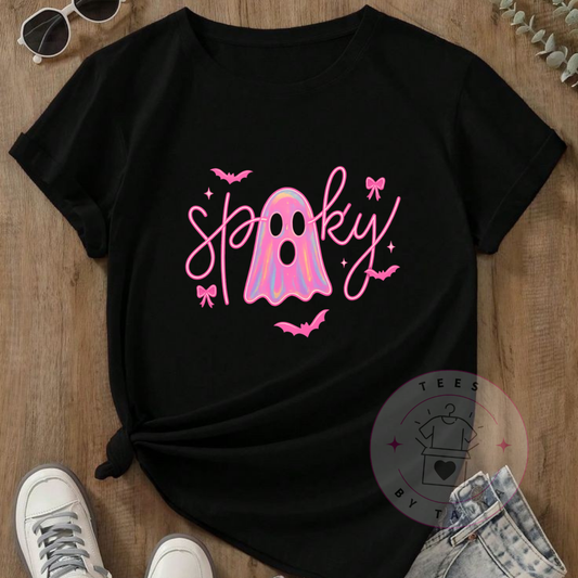 Pink Neon Spooky Ghost T-Shirt