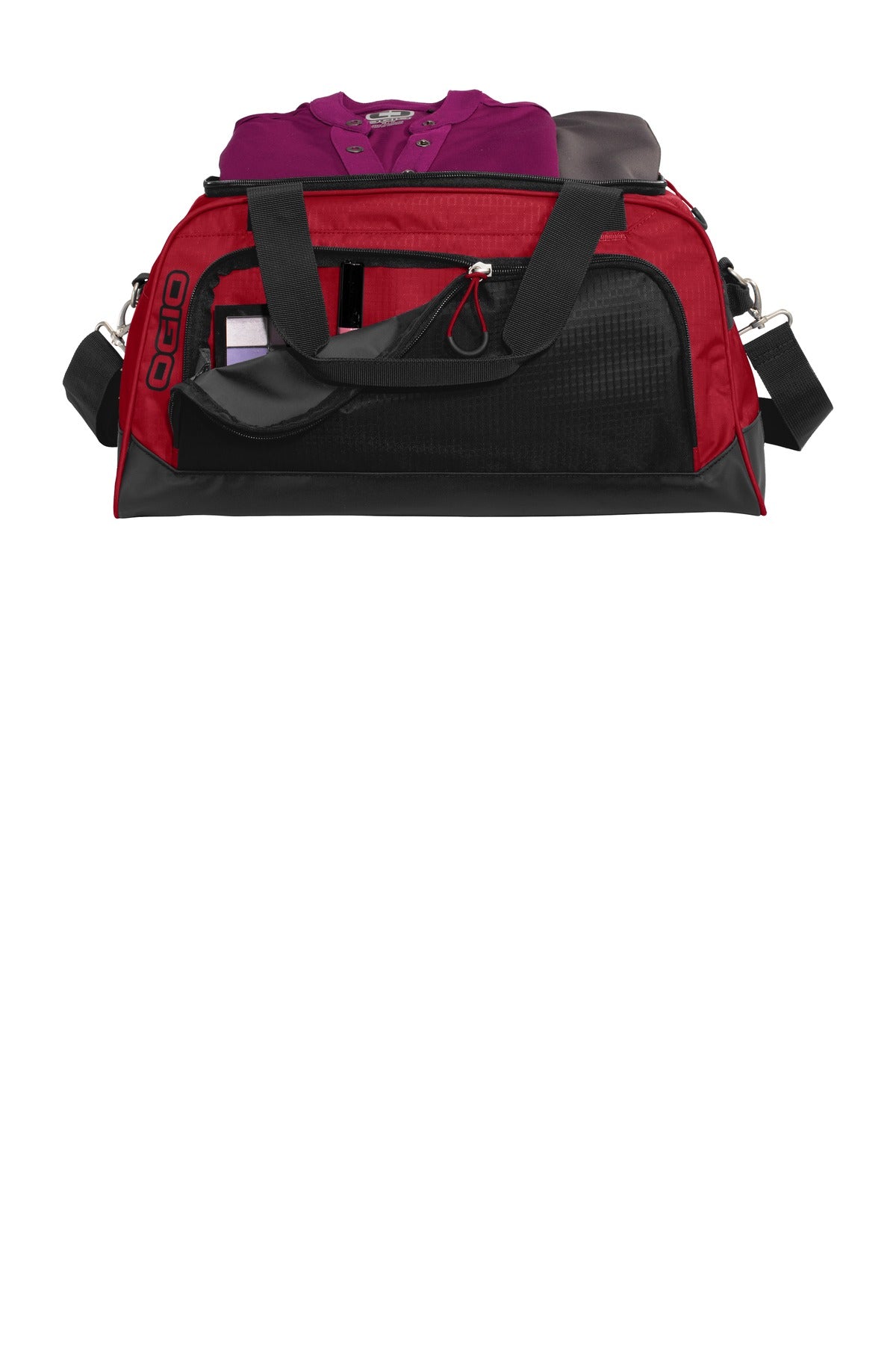 OGIO Breakaway Duffel - Ripped Red/ Black - flat front