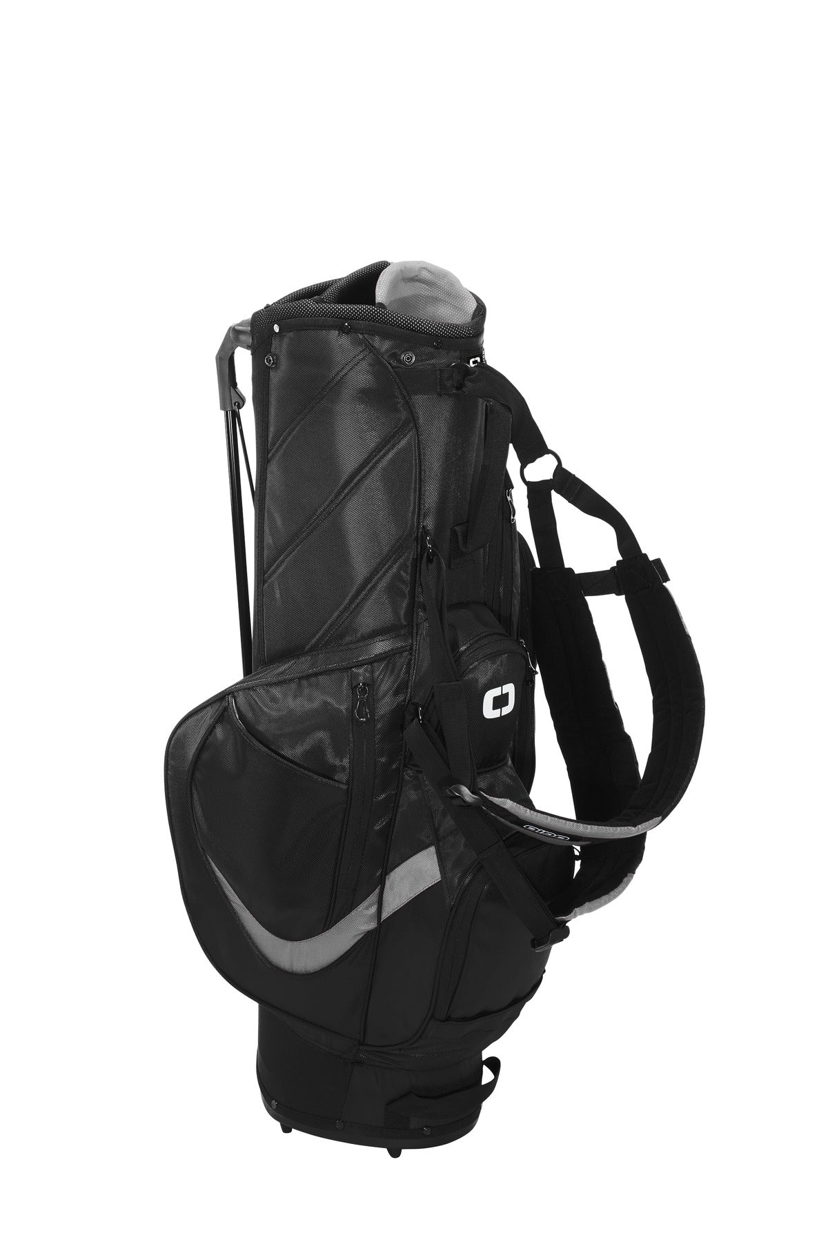 OGIO Vision 2.0 Golf Bag - Black/ Silver - flat back