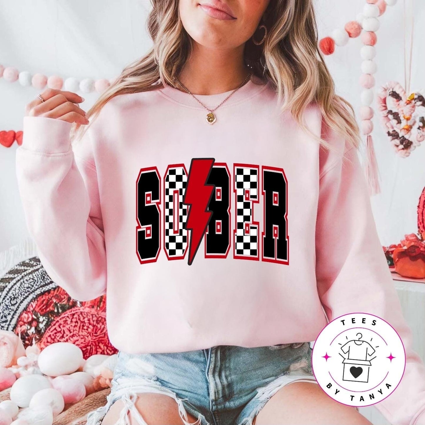 Red SOBER Shirt with Lightning Graphic
