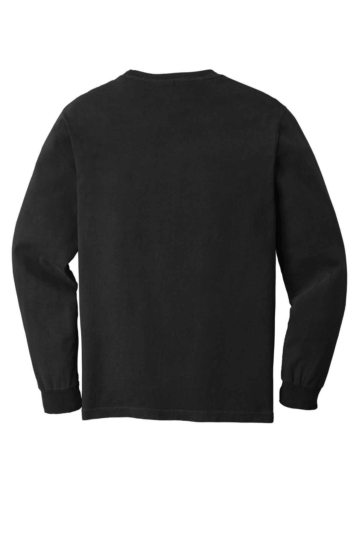 COMFORT COLORS Heavyweight Ring Spun Long Sleeve Pocket Tee - Black - flat back