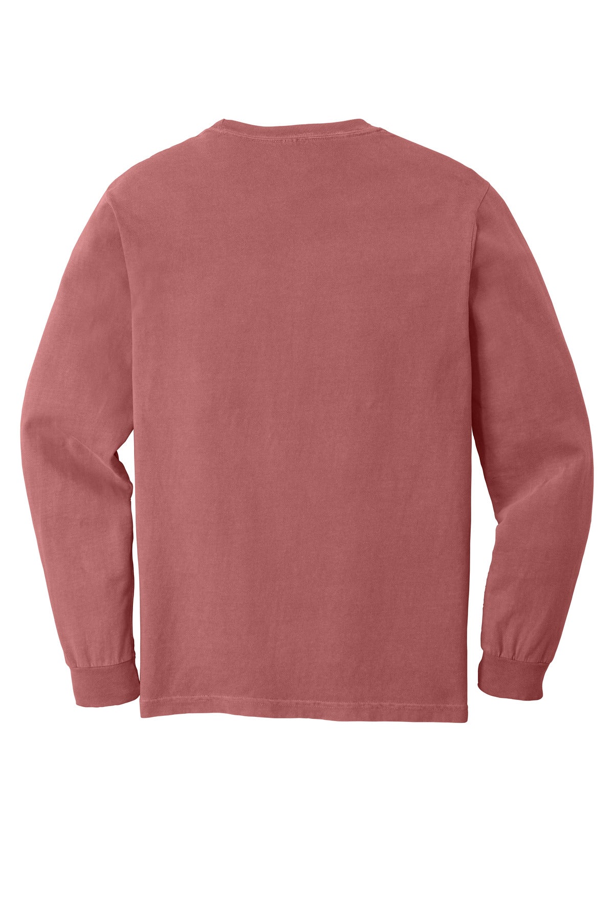 COMFORT COLORS Heavyweight Ring Spun Long Sleeve Pocket Tee - Crimson - flat back