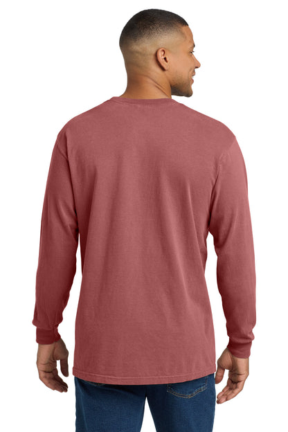 COMFORT COLORS Heavyweight Ring Spun Long Sleeve Pocket Tee - Crimson - back