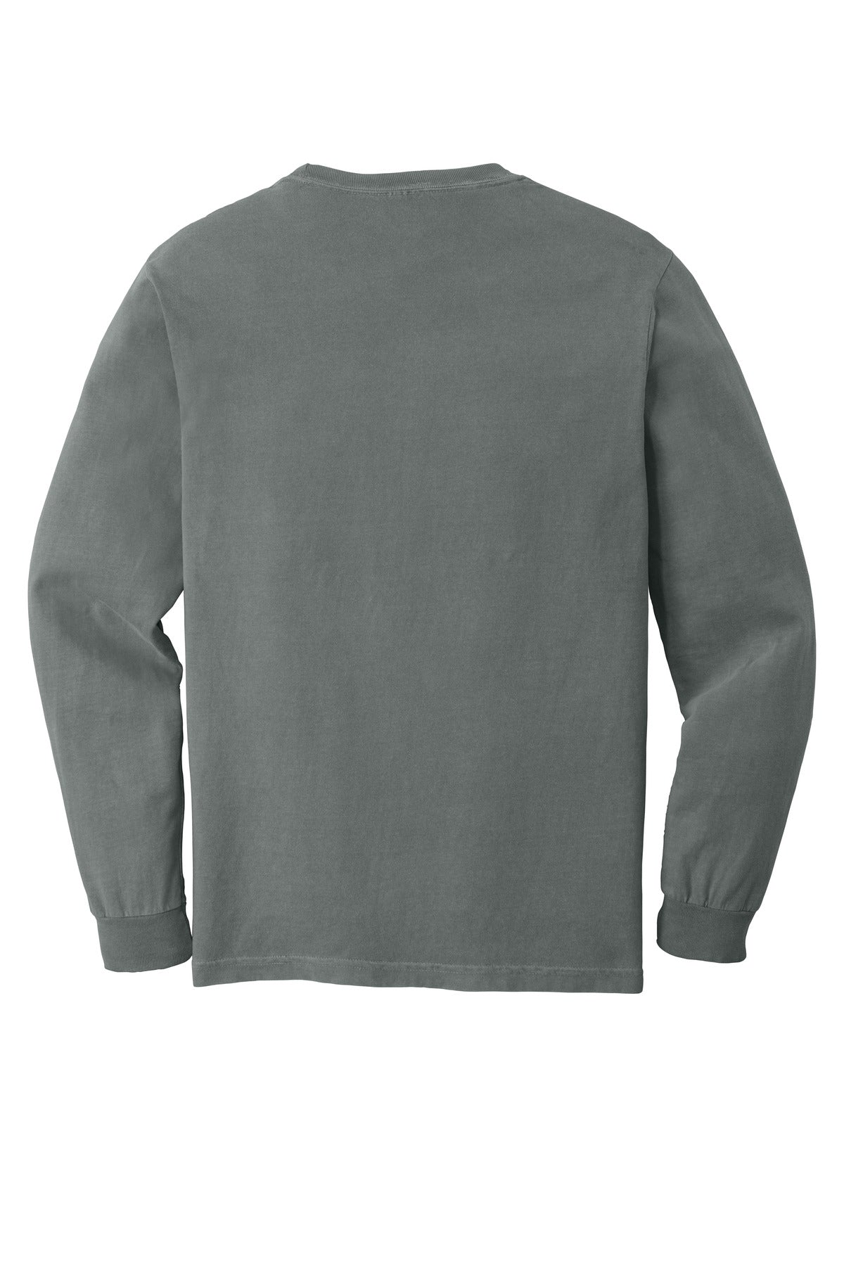 COMFORT COLORS Heavyweight Ring Spun Long Sleeve Pocket Tee - Grey - flat back