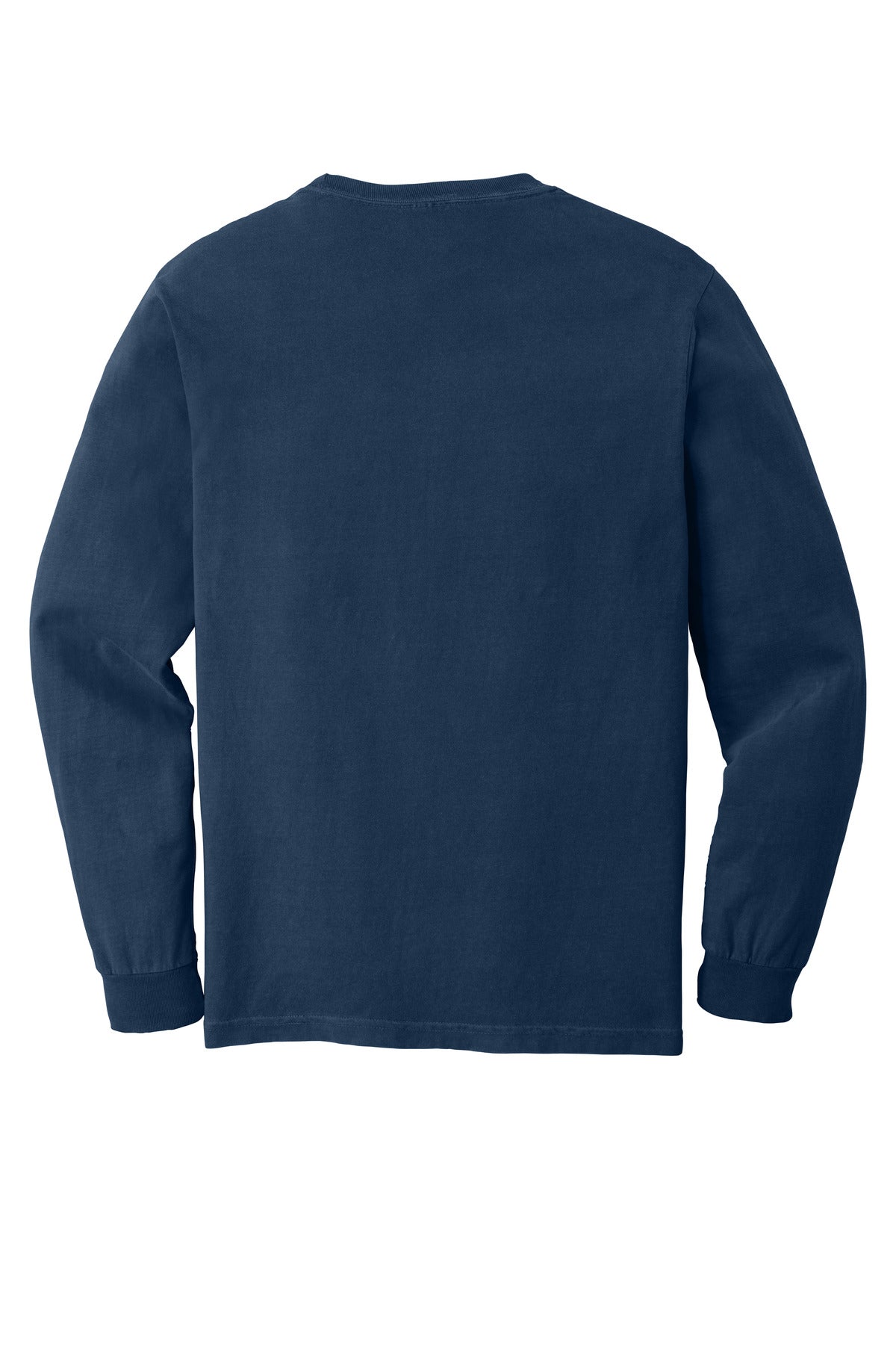 COMFORT COLORS Heavyweight Ring Spun Long Sleeve Pocket Tee - True Navy - flat back