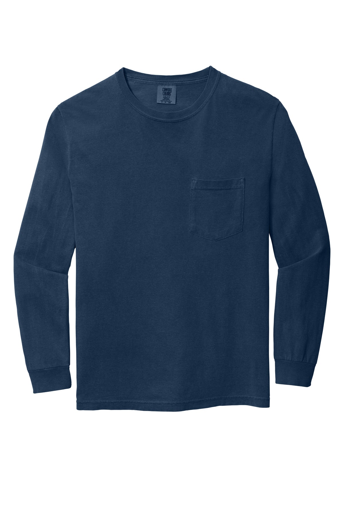COMFORT COLORS Heavyweight Ring Spun Long Sleeve Pocket Tee - True Navy - flat front