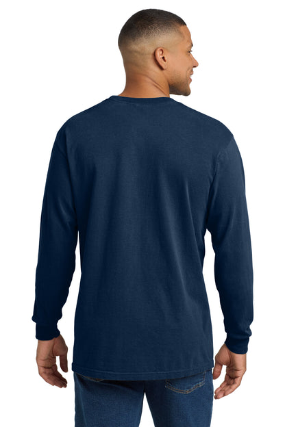 COMFORT COLORS Heavyweight Ring Spun Long Sleeve Pocket Tee - True Navy - back