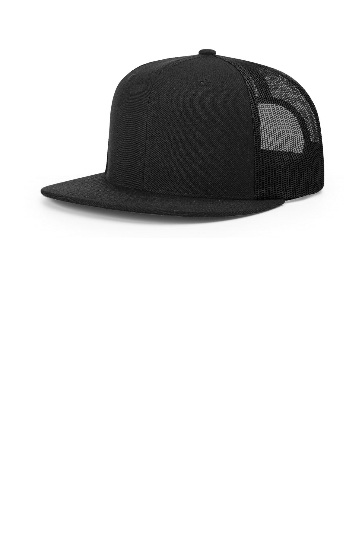 Richardson Acrylic-Wool Blend Flatbill Trucker - Black - front