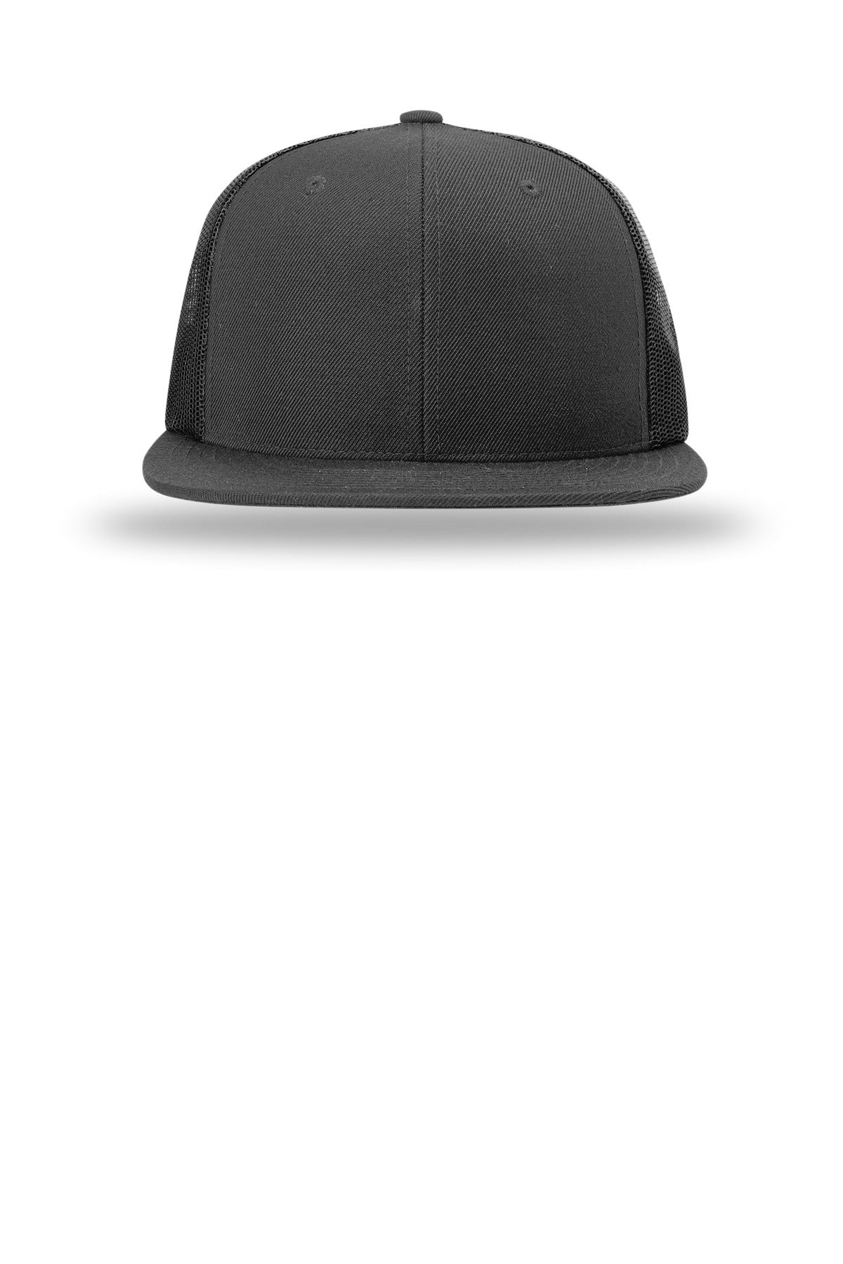 Richardson Acrylic-Wool Blend Flatbill Trucker - Black - flat front