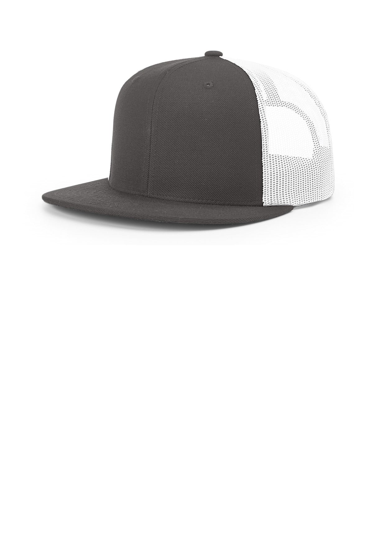 Richardson Acrylic-Wool Blend Flatbill Trucker - Charcoal/ White - front